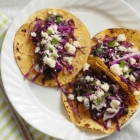 Black bean tacos with garlic red cabbage slaw