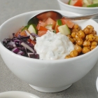 Fried Chickpea Gyro Bowls with Tzatziki Sauce