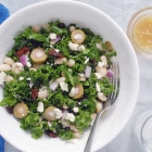 Simple Mediterranean Kale Salad with Golden Balsamic Vinaigrette