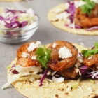 Five Spice Shrimp Tacos with Rhubarb Ginger Sauce