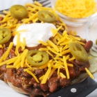 Chili & Cheddar Loaded Baked Potatoes