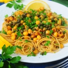Lemon Caper Spaghetti with Chickpeas