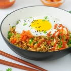 Kimchi Fried Rice with Peas and Cabbage