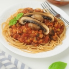Grilled Portabella and Lentil Spaghetti