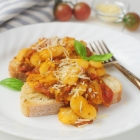Cherry Tomato Stewed Butter Beans over Toast