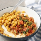 Smoky Swiss Chard Polenta Bowls with Toasted Chickpeas