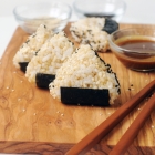 Smoked Tofu Brown Rice Onigiri with Miso Sauce