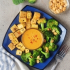 Sheet Pan Tofu and Broccoli with Peanut Dipping Sauce