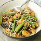 Pan Seared Potato Gnocchi with Asparagus and Mushrooms